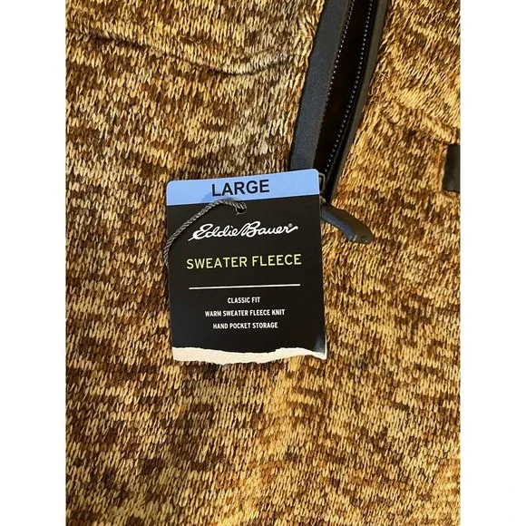 Eddie Bauer Fleece Mens L Brown 1/4 Button Pullover Long Sleeve Outdoor Hiking - Picture 4 of 6